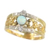 Vintage antique Victorian diamond ring with opal sphere